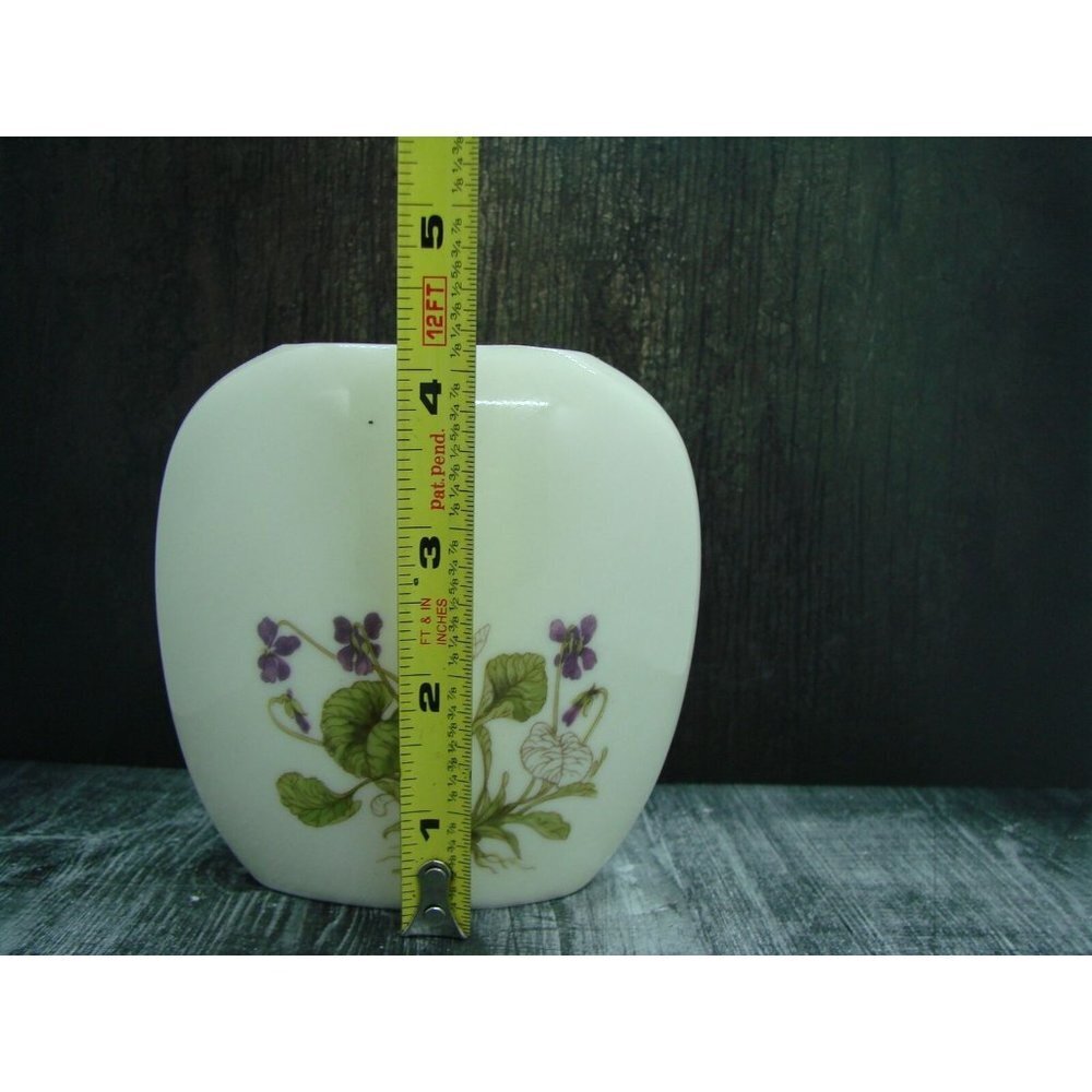 Vintage Otagiri Oval Bud Vase Handpainted Violet Purple Flowers Gold Trim Marked - Picture 11 of 11